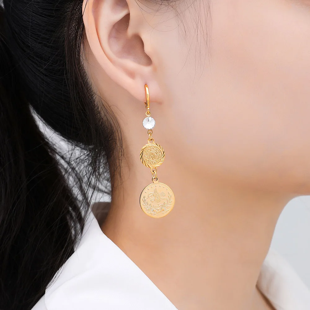 Серьги-подвески для женщин/девочек золото Мусульманский Исламский Аллах серьги