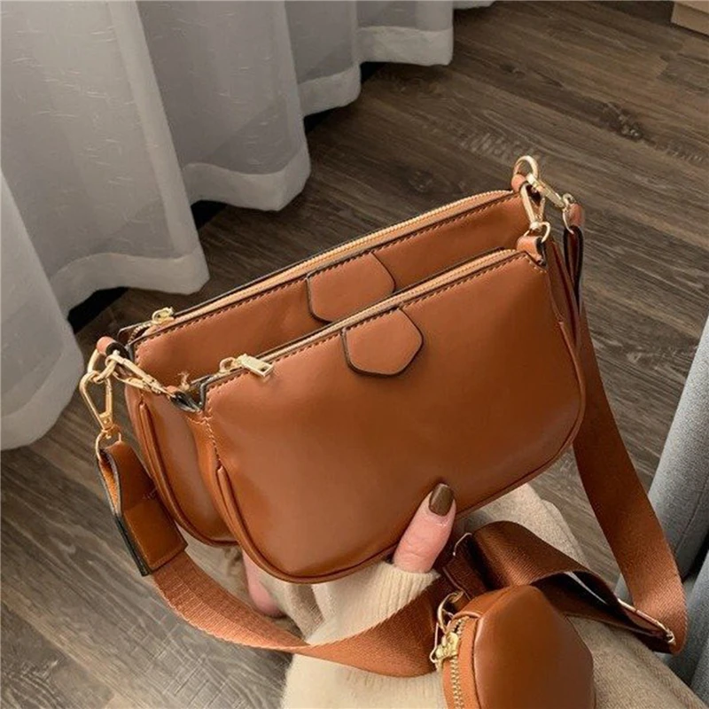 

Fashion Solid Color Tote Bag Pu Leather Shoulder Bags Ladies Casual Crossbody Bags Women Messenger Bag For Female 3pc/sets