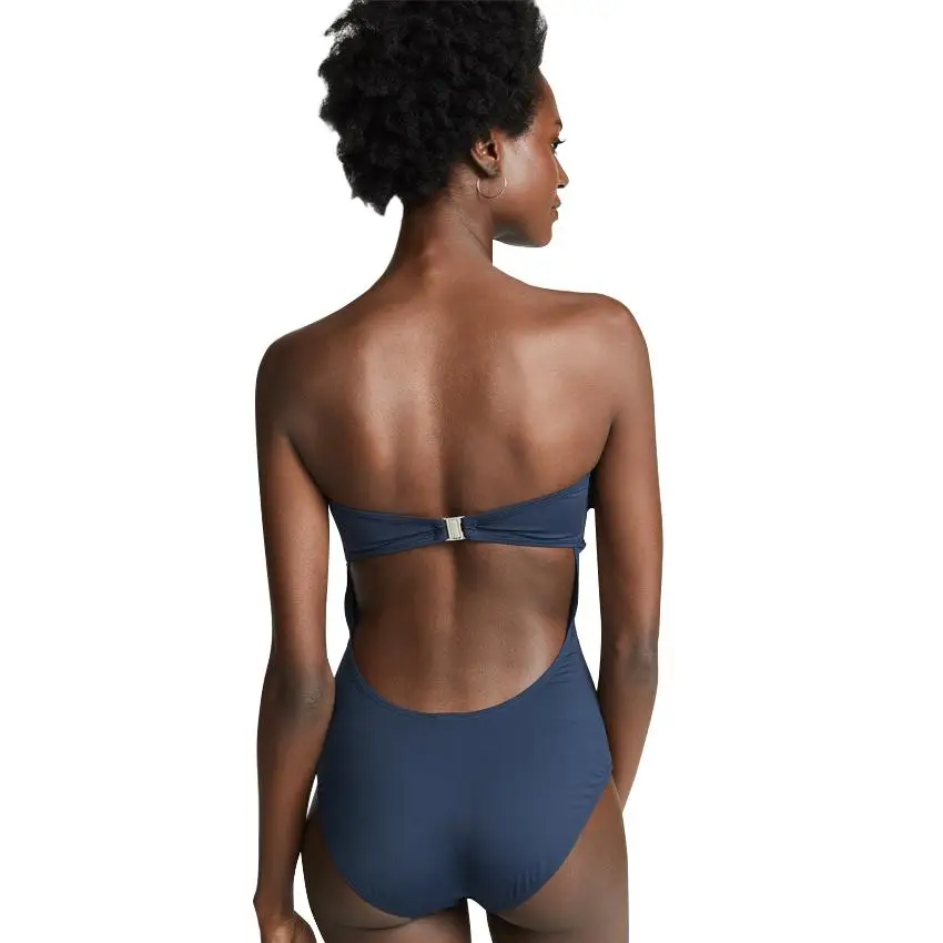 Женский цельный купальный костюм с рюшами синий купальник пуш-ап женский пляжная