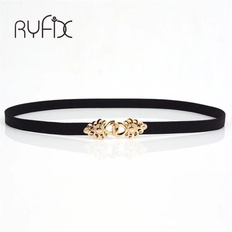 2021 Hot sales New women metal belt Fashion metal flower buckle thin elastic waistband gold women skinny belt chain BL28