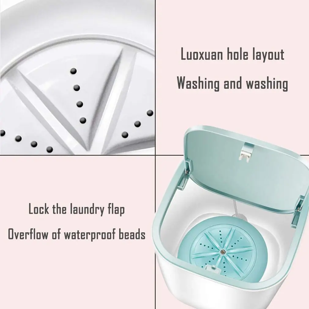 

Ultrasonic Portable Mini Turbo Washing Machine With Usb Power Supply Mini Compact Lightweight Personal Washing
