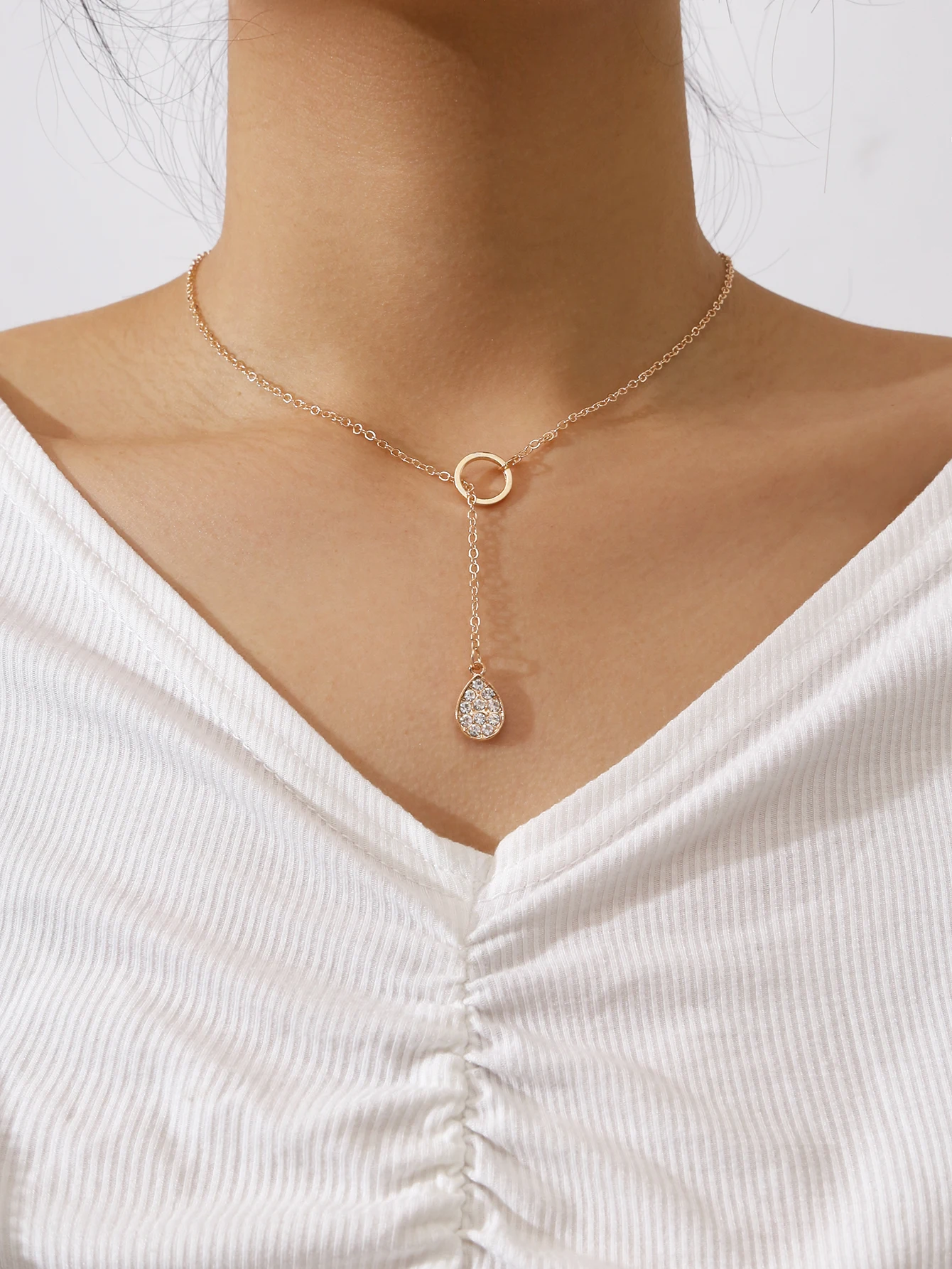 

Stillgirl One Piece Vintage Crystal Dewdrop Pendant Necklace for Women Metal Trendy Chains Tassel ZA Female Gift Fashion Jewelry