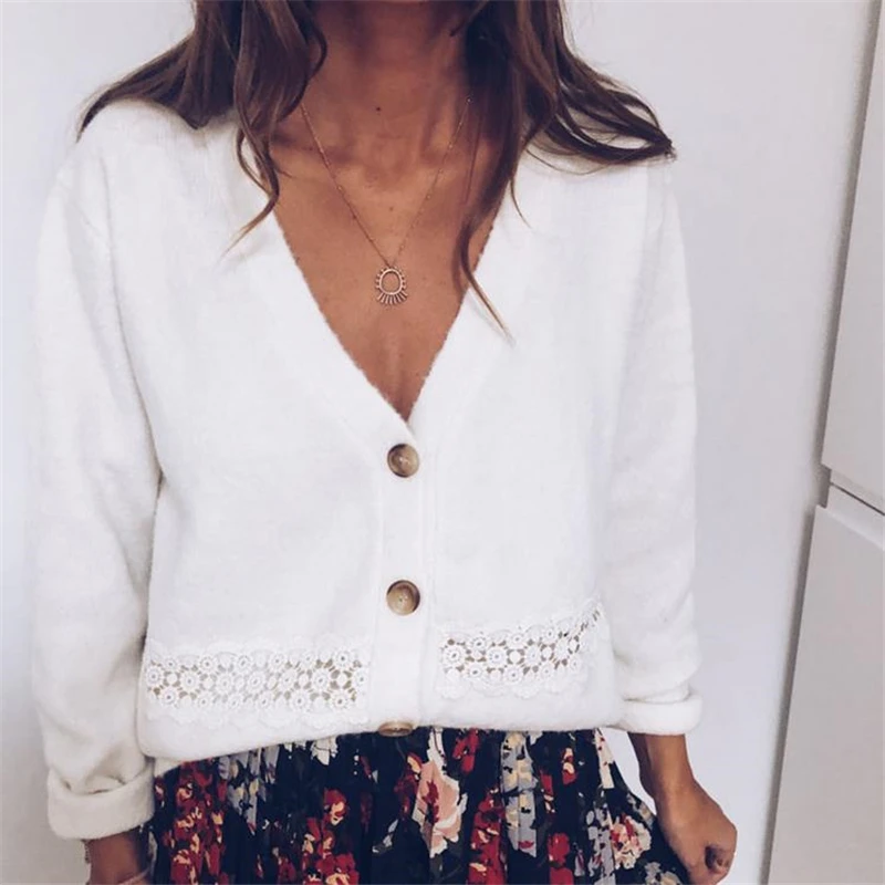 Сексуальный женский свитер пальто куртка на пуговицах длинный рукав