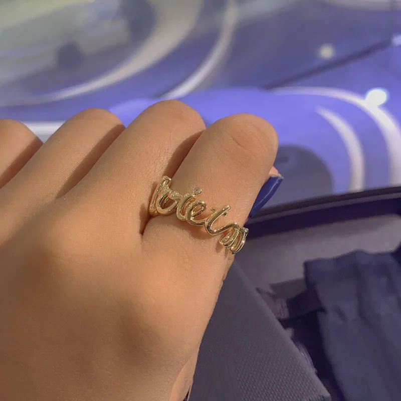 UMGODLY роскошное Фирменное кольцо желтое золото с буквами и надписью статусное Zirocn