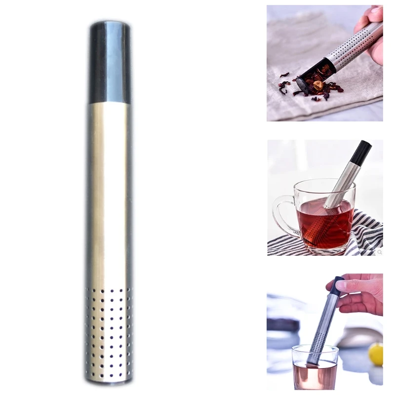 

Stainless Steel Tea Infuser Stick Pipe Filter Steeper Reusable Teapot Coffee Loose Leaf Herbal Holder Strainer Mesh Tube Spices