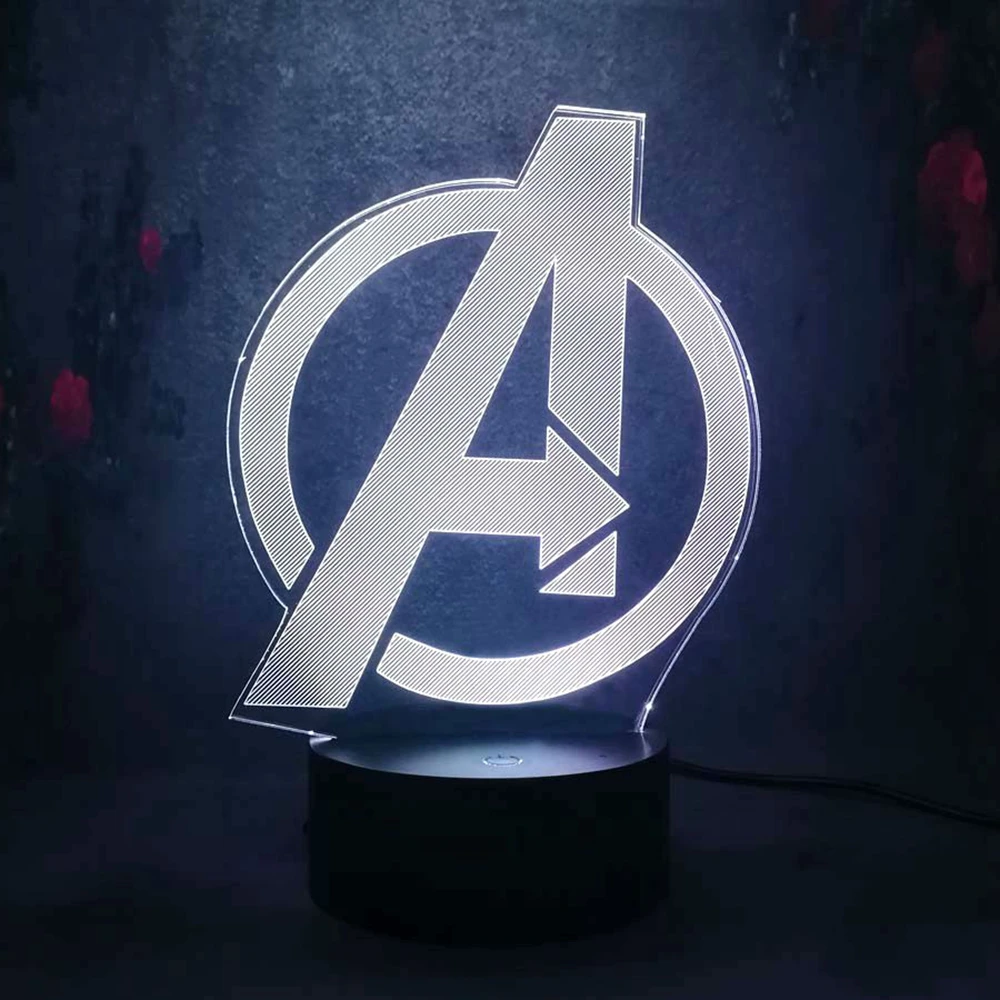 3D стерео ночник Marvel The Avenger Логотип Знак Декор для спальни ремесло многоцветный