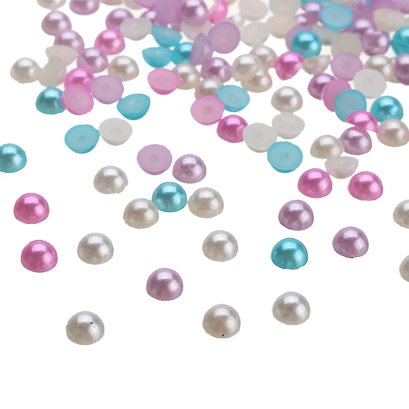 3000 шт. разноцветные полукруглые бусины 4 мм имитация жемчуга плоская задняя часть