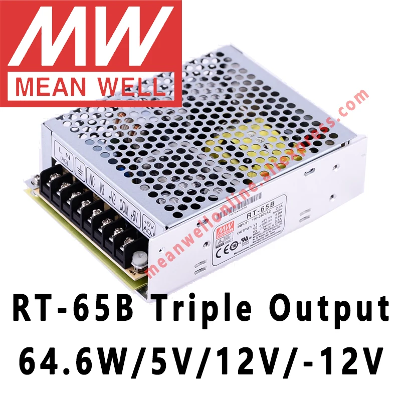 Fonte de Alimentação de Comutação Poço Médio – 12 -12 ac dc 64.6 w Triple Output Meanwell Loja Online Rt-65b 5 v