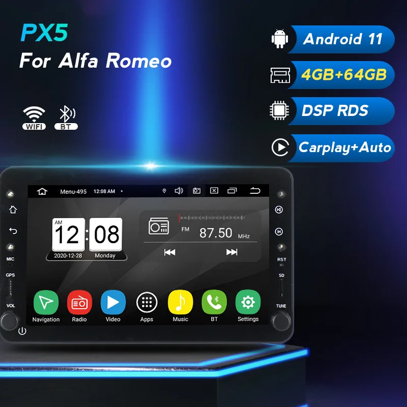 

Fellostar монитор Android 11 DSP автомобильный навигатор плеер для Alfa Romeo 159 автомобиль Brera Spider Sportwagon беспроводной Carplay IPS экран BT