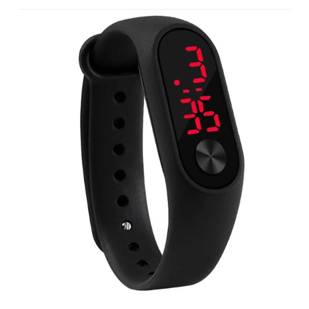 

Fashion Outdoor Simple Sports Red LED Digital Bracelet Watch Men Women Colorful Silicone Watches Kids Children Wristwatch Gift