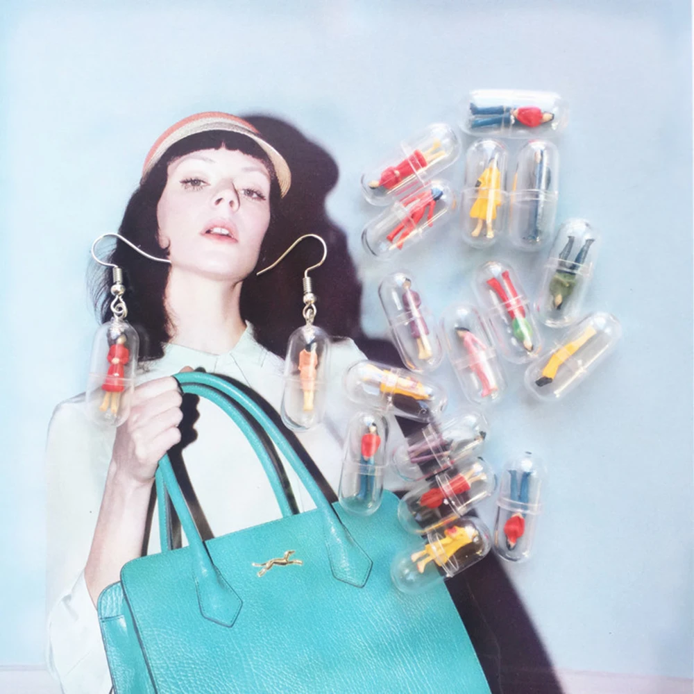 Крутые разноцветные капсулы ручной работы человекоид забавные серьги-капли