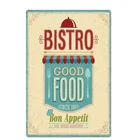 Старинное бистро, хорошая еда, маленькая металлическая жестяная вывеска, 8x12 дюймов, Ретро Декор для стен