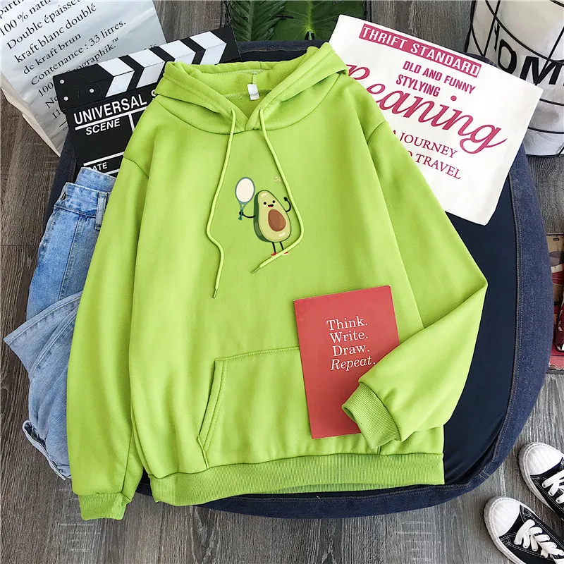 hoodie 8Avocado Милая мультяшная толстовка с авокадо, толстовка с капюшоном, кавайный принт, топ, модная Толстовка с принтом для девушек, Женская толстовка, одежда в стиле хип-хоп - Цвет: hoodie 8Avocado
