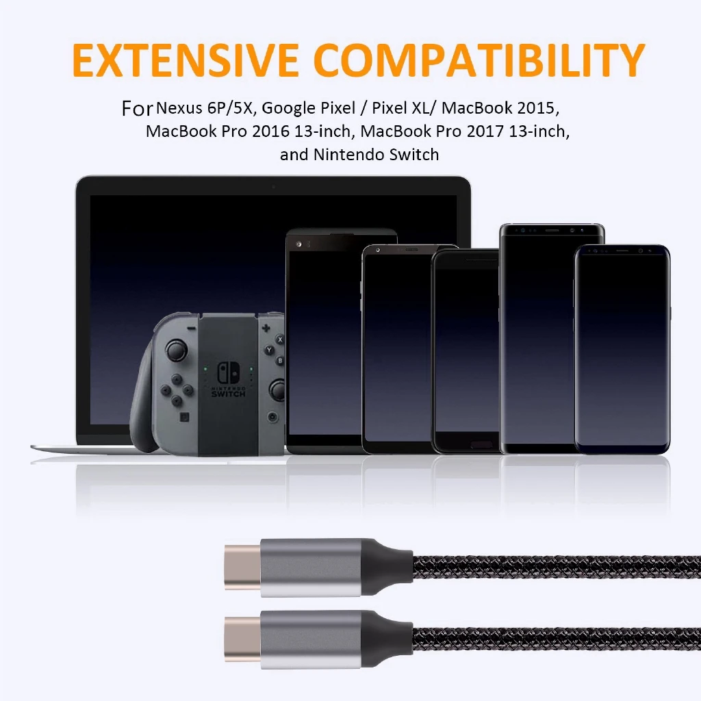 

1M PD Fast Charging Cable Type C To Type C Cable for MacBook Pro Air IPad Pro Huawei P30 Mate 30 Honor 10 9 Charger Cord