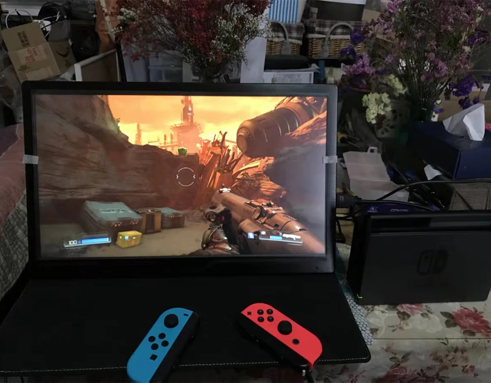 Портативный монитор 17 3 p HD со встроенным аккумулятором 1080 дюйма IPS экран игровой