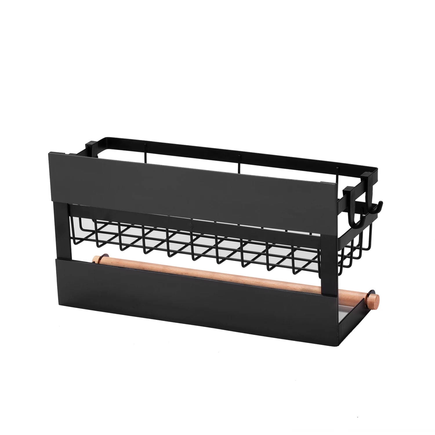 

Magnetic Spice Rack for Refrigerator with Hook Paper Towel Holder Rustproof Spice Jars Rack Multi Use Refrigerator Side Shelf