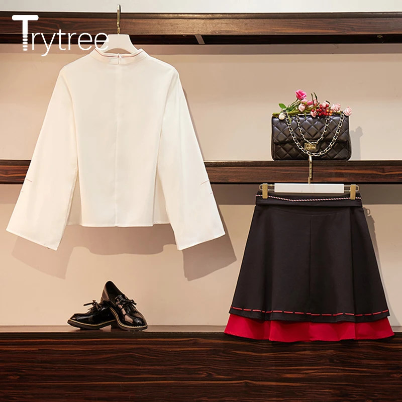 Осенний Женский комплект из двух предметов Trytree повседневный топ с V образным