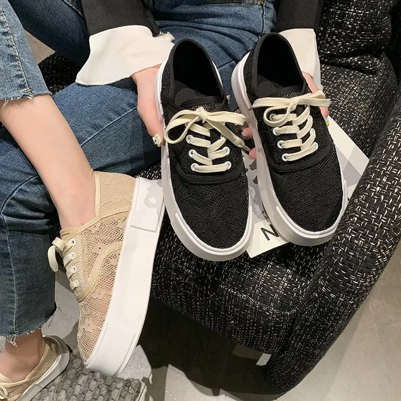 

Breathable Shoes All-Match Female Footwear Round Toe Clogs Platform Casual Sneaker Tennis Dress Summer New Creepers Small Fretwo