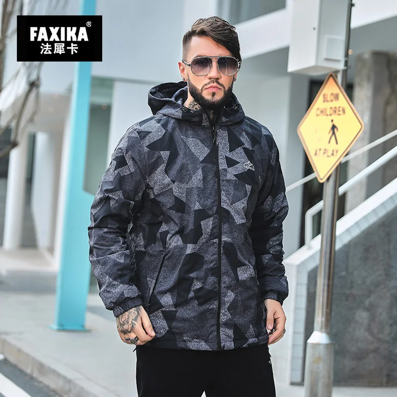 FAXIKA/мужская одежда больших размеров осеннее пальто с капюшоном и бархатными