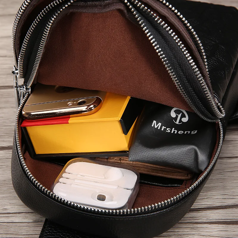 Мужская нагрудная сумка Luensro из натуральной кожи маленькие мессенджеры на плечо