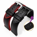 Ремешок силиконовый из углеродного волокна для наручных часов, универсальный резиновый браслет, аксессуар, водонепроницаемый браслет для мужчин, 18 мм 20 мм 22 мм 24 мм