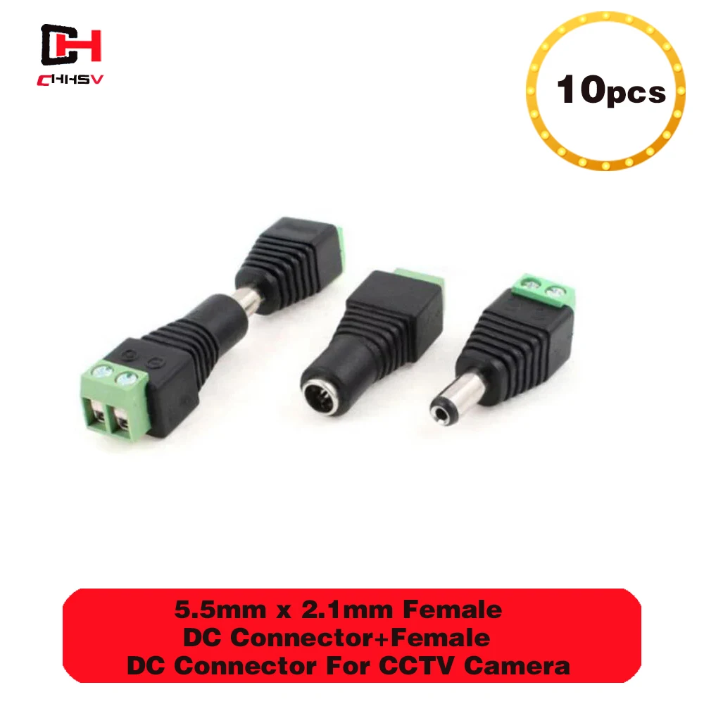 

5 pairs/lot Led Connector Lighting Accessories 5.5x2.1mm DC Male + Female Solderless for Led Power Supply Adapter and Strip
