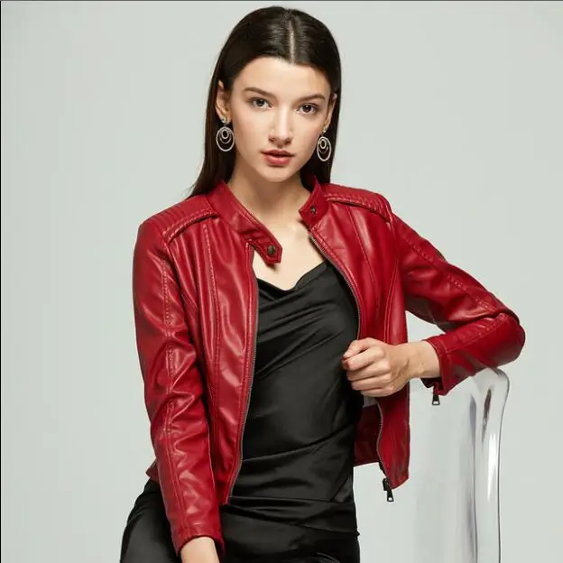 Hot sale 2020 spring and autumn PU women leather clothing high quality large size coat ladies motorcycle clothing