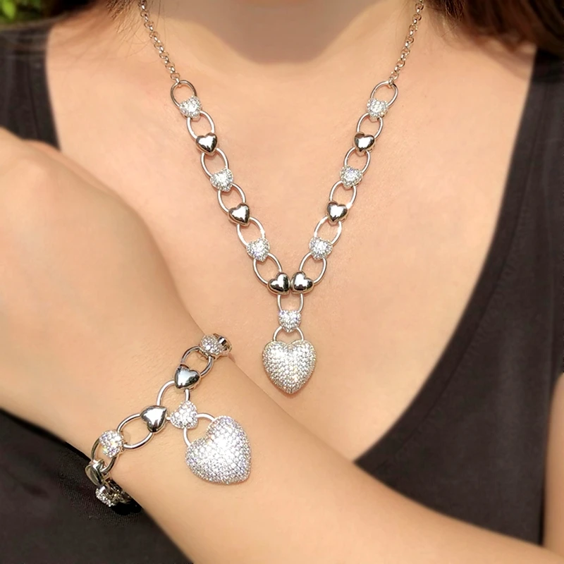 Мода большой стильный элегантный кулон &quotСердечко&quot &amp браслет Высокое