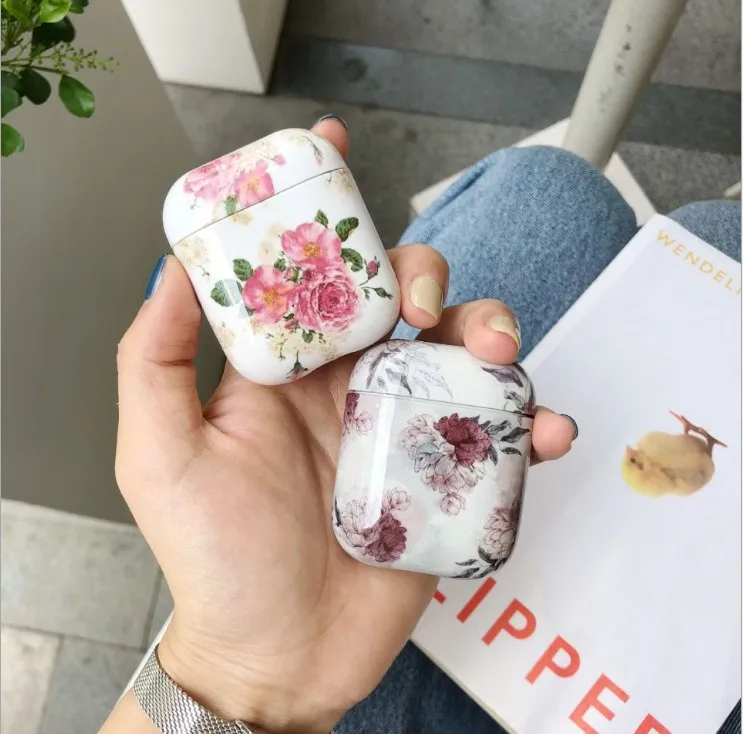 Художественный чехол для наушников с цветочным рисунком для Apple Airpods 2 1 Air Pods чехол s милый светящийся винтажный цветочный чехол для AirPod защитная оболочка подарок