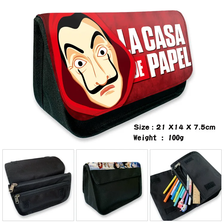 

Paper House La Casa De Papel Cartoon Pencil case Big Capacity Pen Bag Makeup Stationery Pouch School Supplies