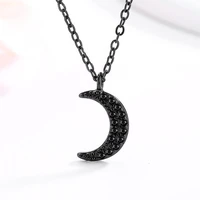 new style fashion net red black moon pendant fashion cz crystal lady clavicle chain charm lady cocktail party jewelry