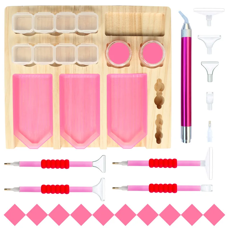 

Деревянный стеллаж для алмазной живописи 5D «сделай сам», лоток для хранения инструментов, органайзер для сверления ручек, аксессуары для алмазной вышивки