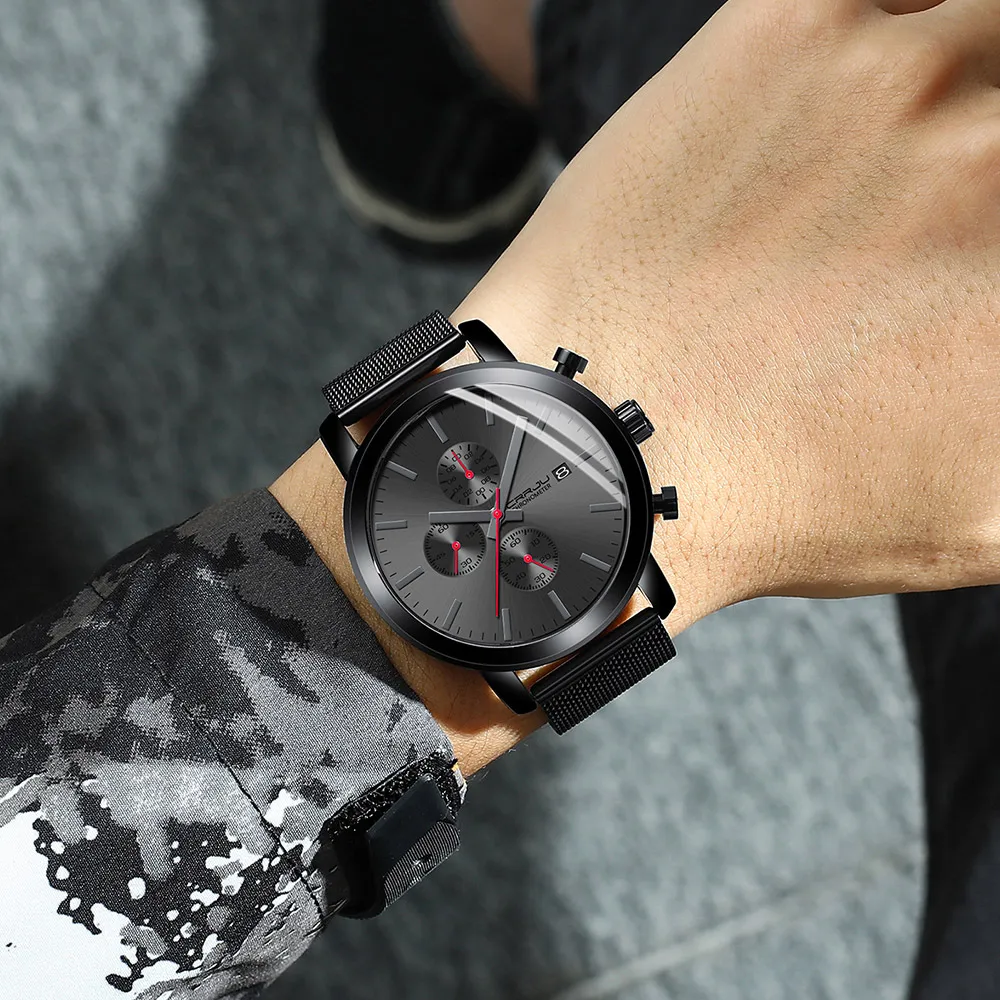 

Watches for Men Warterproof Sports Mens Watch CRRJU Top Brand Luxury Clock Male Business Quartz Wristwatch Relogio Masculino