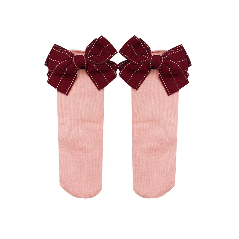 

0-10y baby Girls with big bows socks kid at back one size Korean Princess style