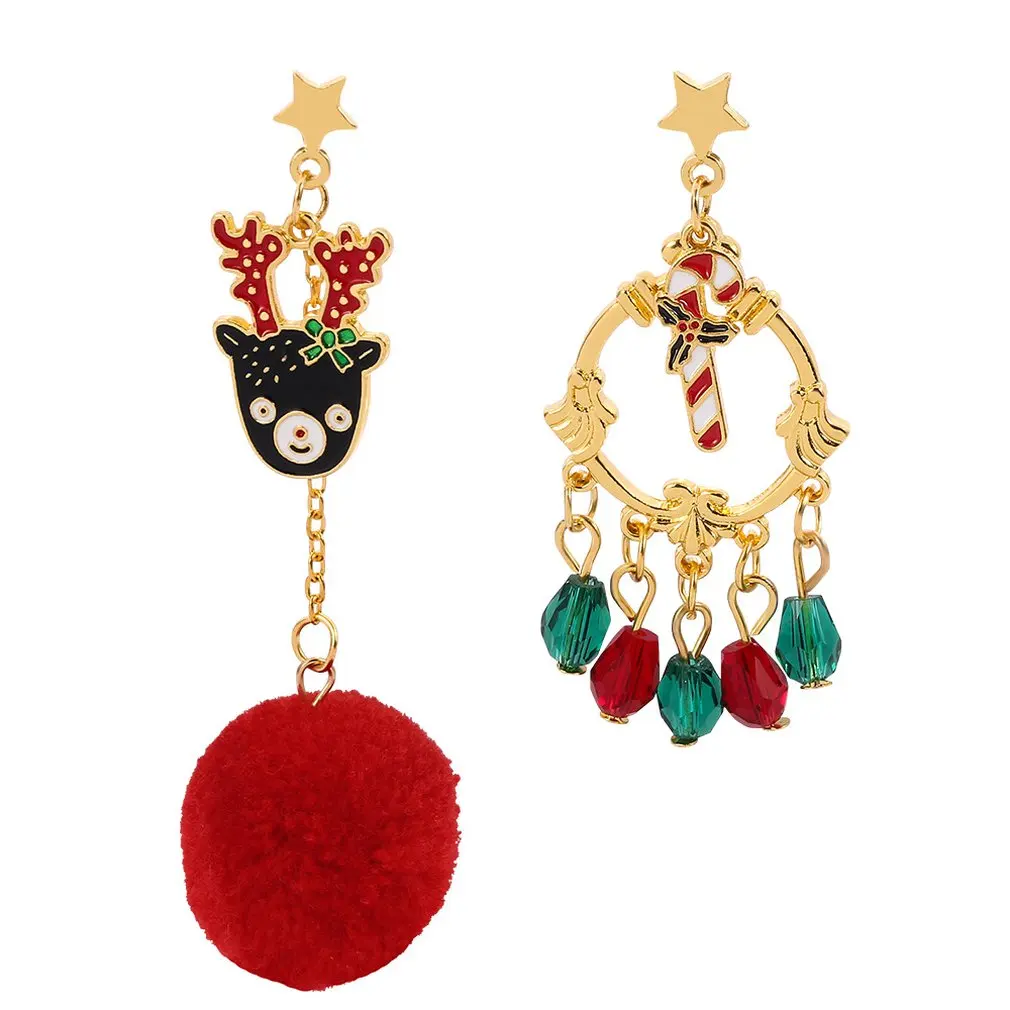 

In Stock Christmas Red Snowman Bells Drop Earrings For Women Girl Metal Elk Dangle Earrings Party Jewelry Support Dropshipping