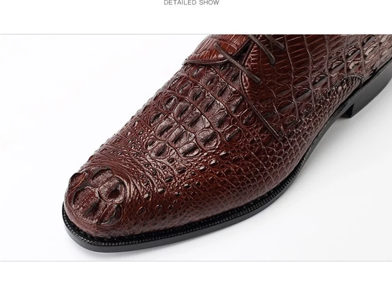 Fashion Authentic Crocodile Head Skin Men Business Dress Shoes Exotic Genuine Real Alligator Leather Handmade Male Lace-up Shoe