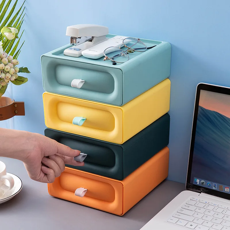 

Multi-Layer Desktop Storage Drawers Box Stackable Makeup Jewelry Sundries Organizer Stationery Placing Shelf Storage Cabinet