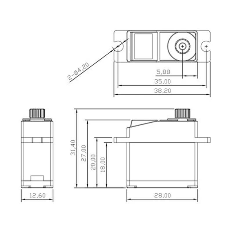 KINGMAX KM2612MDHV 17g 12kg.cm Цифровой Металлический Мини-сервопривод для радиоуправляемых