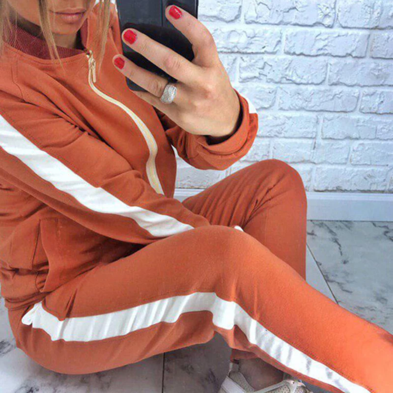 Осенние женские спортивные костюмы на молнии пальто худи Толстовка брюки