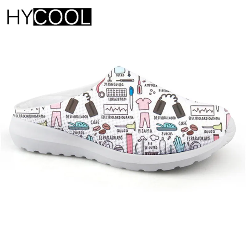 HYCOOL женские спортивные сандалии с принтом медсестры из мультфильма женские спортивные шлепанцы из сетчатого материала на плоской подошве; дышащая женская обувь на плоской подошве; коллекция года; zapatos mujer - Цвет: H8313CA