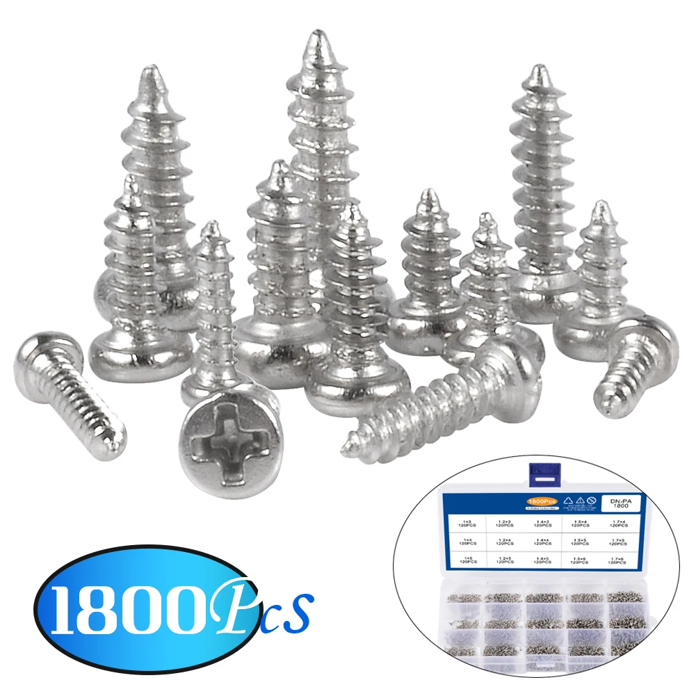 

Саморезы круглые M1, M1.2, M1.4, M1.5, M1.7, 1800 шт./компл., для очков, телефонов, ноутбуков