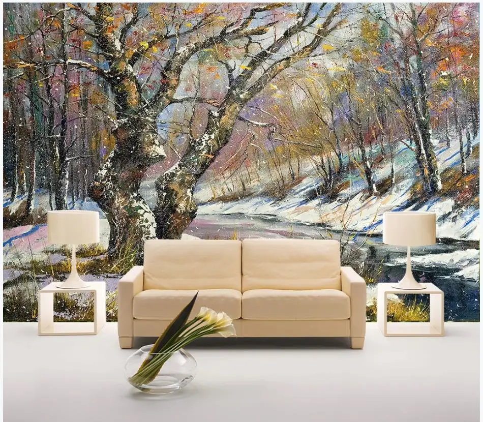 Пользовательские фото обои для стен 3 d красивые Лес Дерево пейзаж картина маслом
