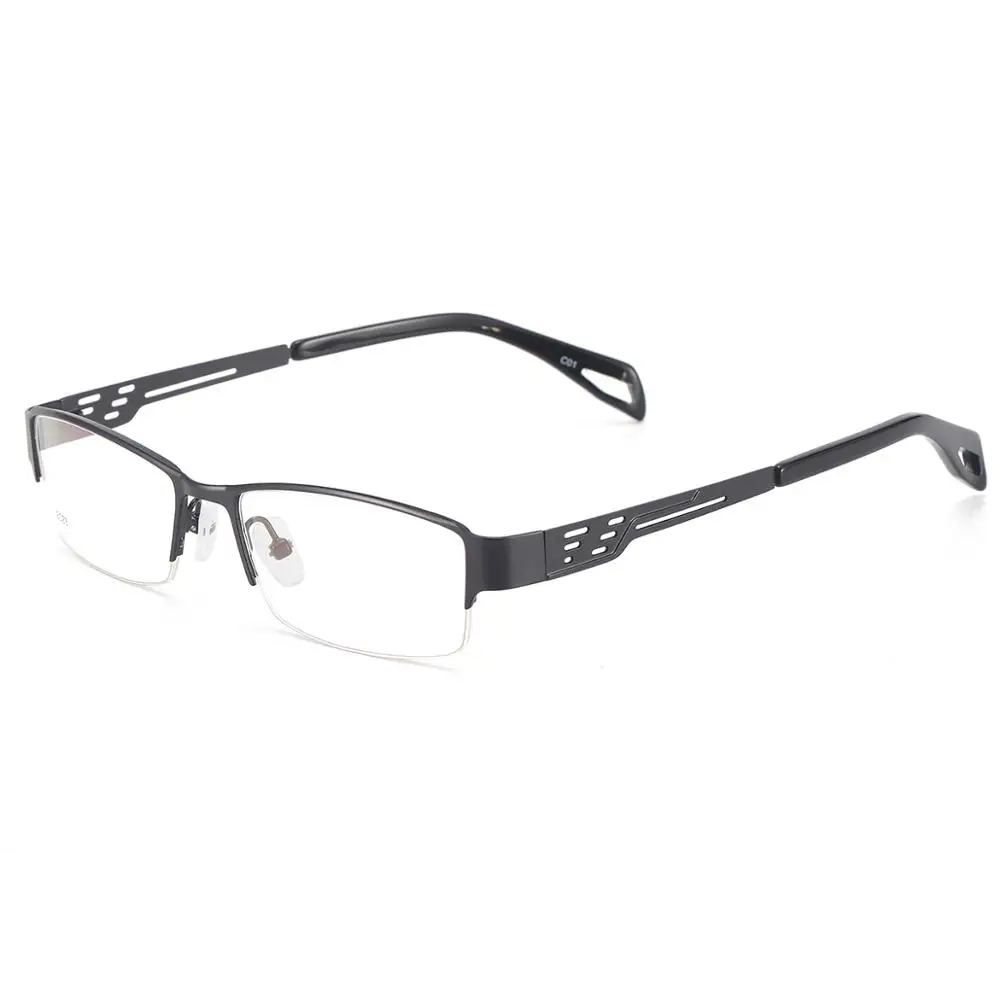 

Men Metal Half Rim Prescription Eyeglass Frame Fashion Rectangular Spectacles For Optical Lenses Myopia Presbyopia Progressive