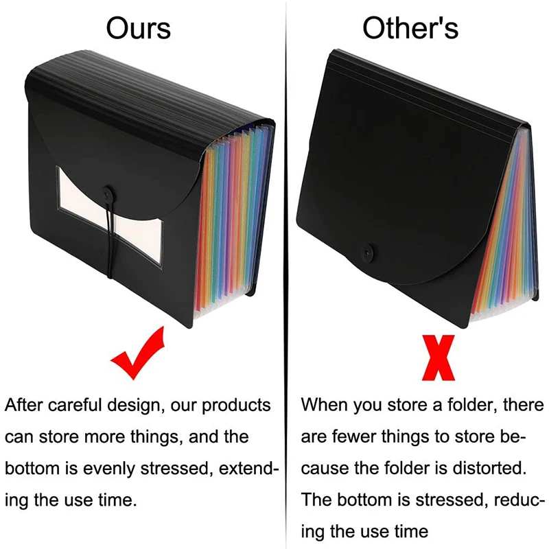 

Expanding File Folder 12 Pockets File Organizer Filing Box,A4 Accordion Bill/Document/Receipt Folders with Colored Tabs