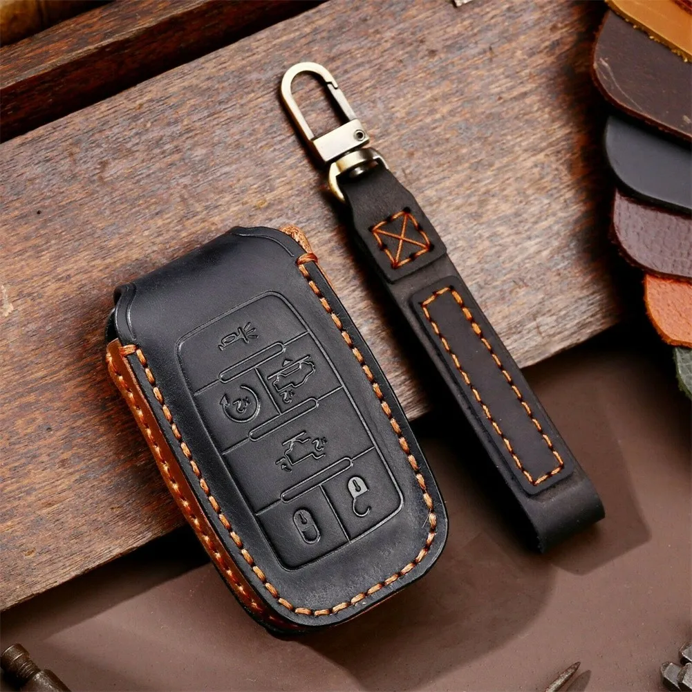

Black Key Case Blue Brown 6 Buttons Fob Cover Case Holder For 2019+ Dodge