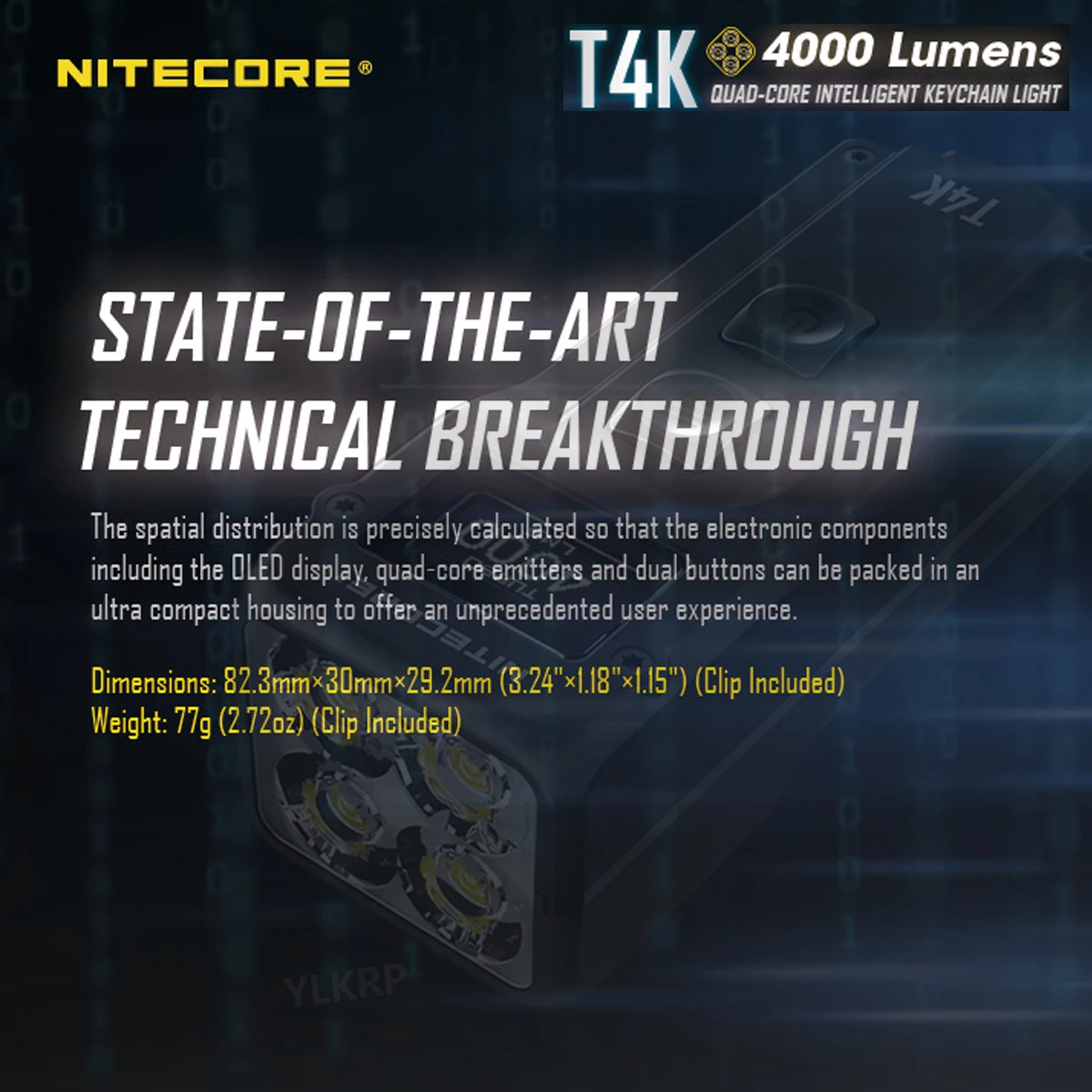 Портативсветильник вспышка-брелок NITECORE T4K 4000 люмен 4 светодиода