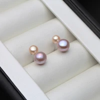 cute 925 sterling silver stud earrings white freshwater natural pearl earrings for women fine jewelry