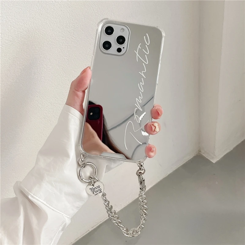 

Metal Chain lanyard Bracelet mirror phone case For iphone 12 12Pro Max 11 11Pro X Xs max SE2020 XR 7 8Plus shockproof cover