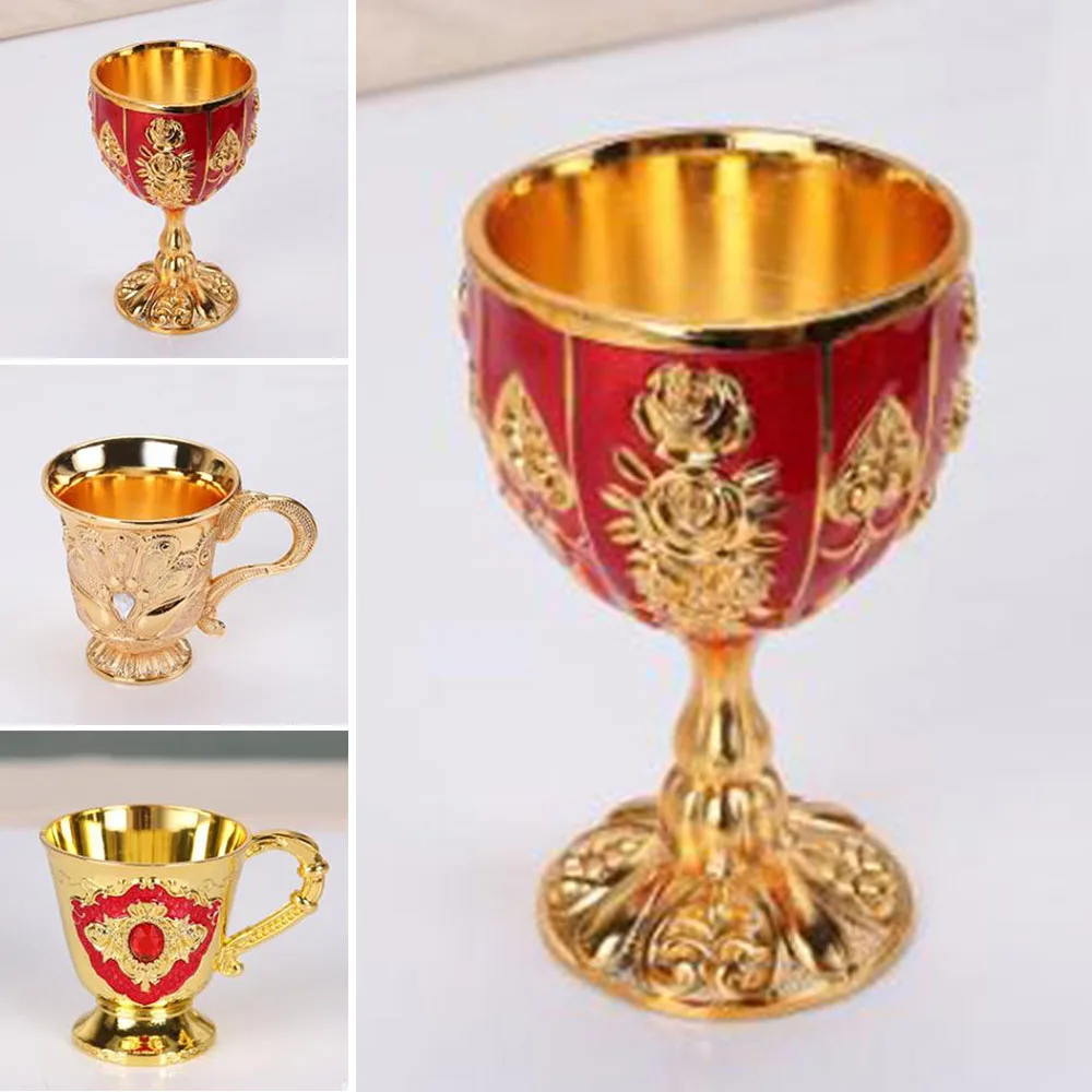 

30ml vintage metal wine cup bar tableware aluminum alloy 30ml coffee cup glass beer bowl leg