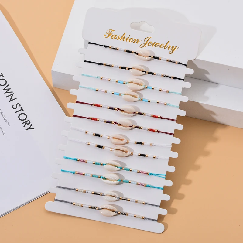 12 шт./компл. цветные бусины шармы браслеты модные ракушки пляжные ювелирные